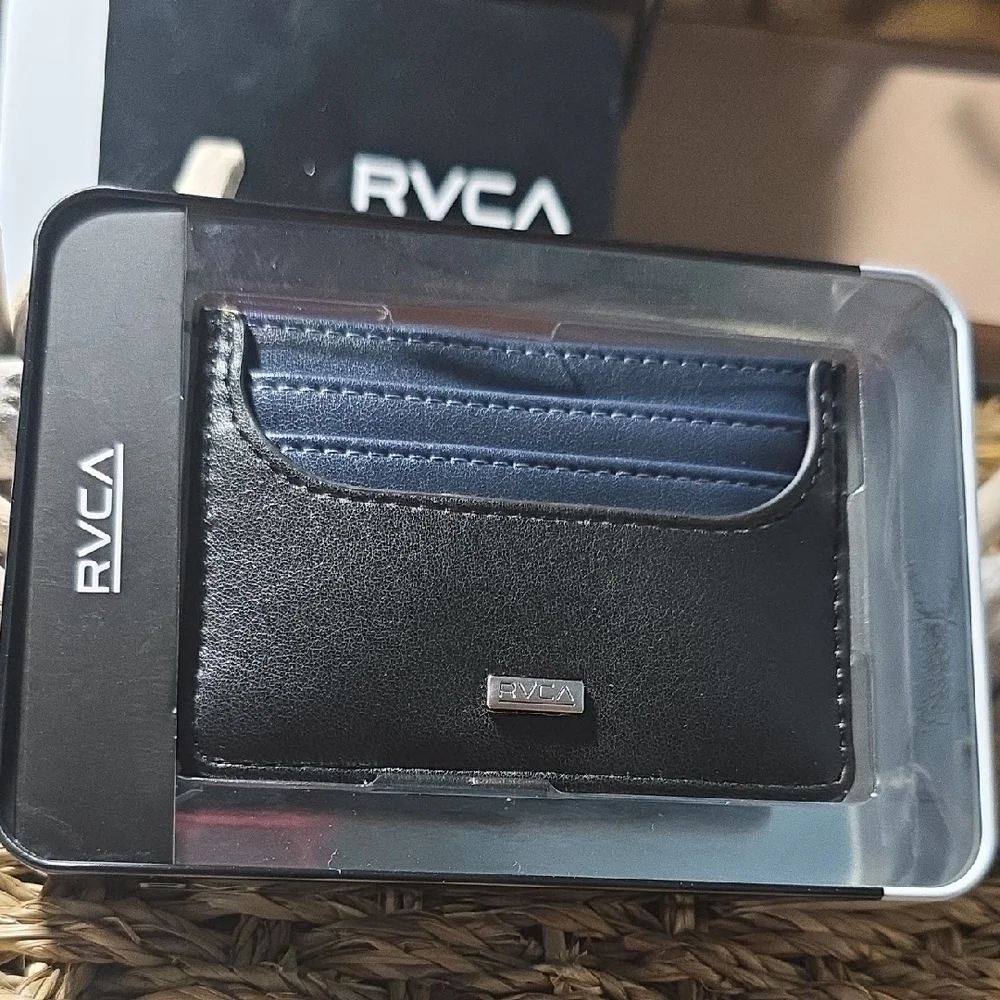 RVCA Black and Navy Card Holder